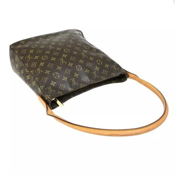 LOUIS VUITTON Logo Looping GM Shoulder Bag Monogram Leather Brown M51145 34FA791